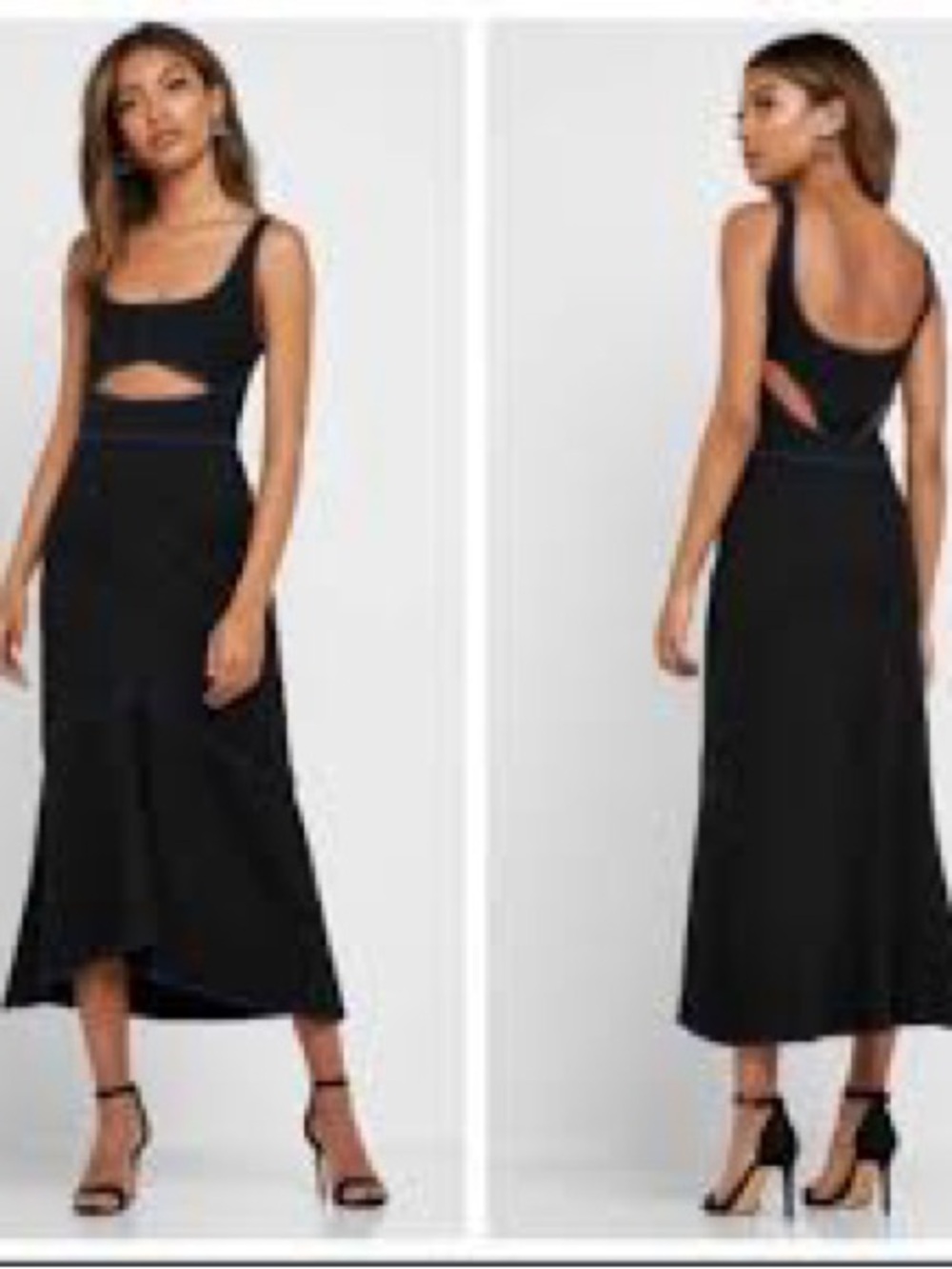 Top shop black Cutout Maxi Dress with Blue Piping